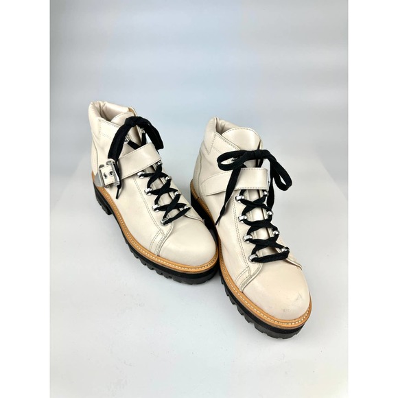 Marc Fisher LTD Indre Leather Hiking Boot Ivory Women's Size 9 - Picture 2 of 12